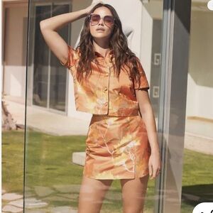 Lulu's Vibrant Orange‎ Leafy Two-Piece Set